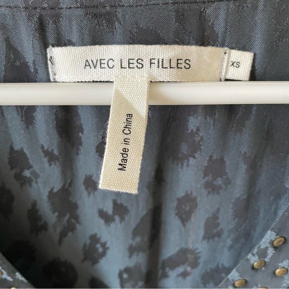 Avec Les Filles Leopard Print Blue & Black Long Sleeve Mini Dress Size XS - Picture 8 of 11